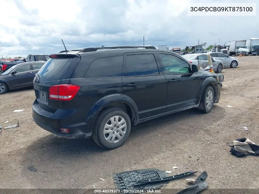 2019 Dodge Journey Se VIN: 3C4PDCBG9KT875100 Lot: 40379371