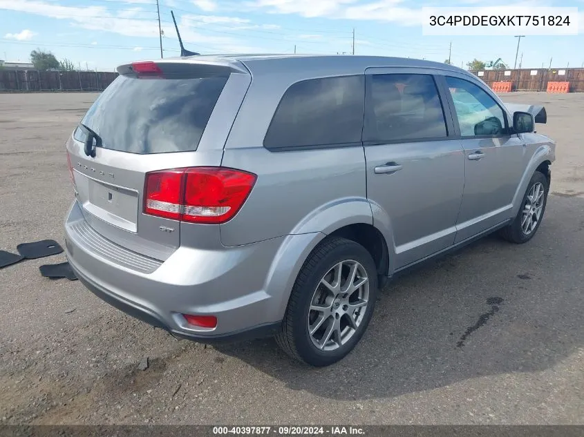 2019 Dodge Journey Gt Awd VIN: 3C4PDDEGXKT751824 Lot: 40397877