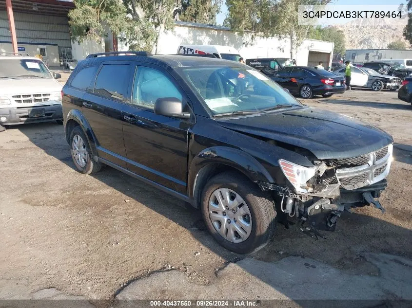 2019 Dodge Journey Se VIN: 3C4PDCAB3KT789464 Lot: 40437550