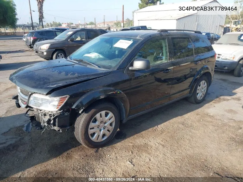 2019 Dodge Journey Se VIN: 3C4PDCAB3KT789464 Lot: 40437550