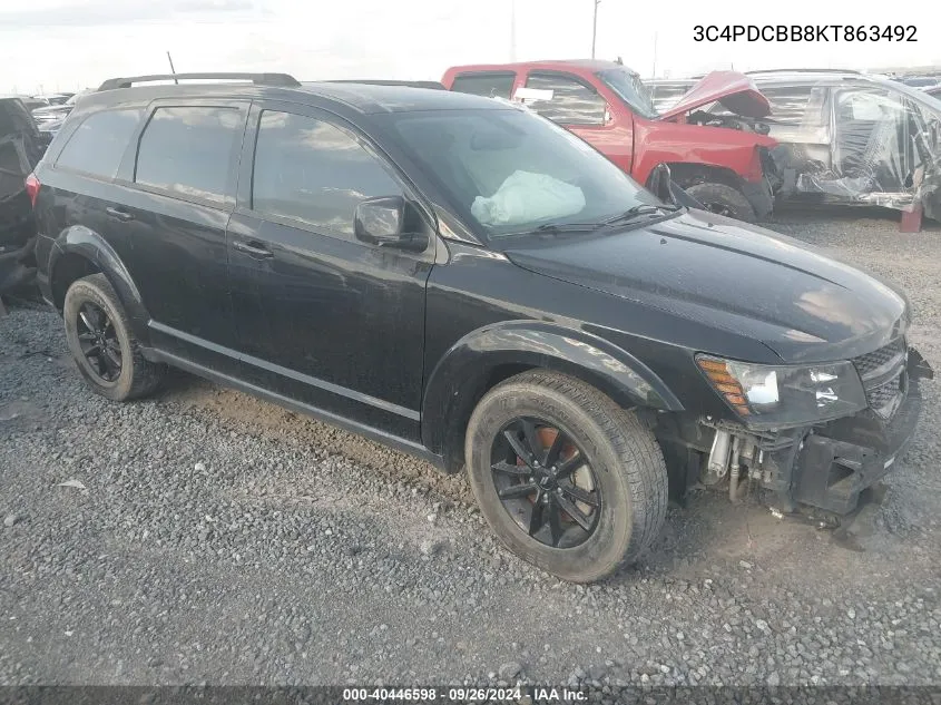 2019 Dodge Journey Se VIN: 3C4PDCBB8KT863492 Lot: 40446598