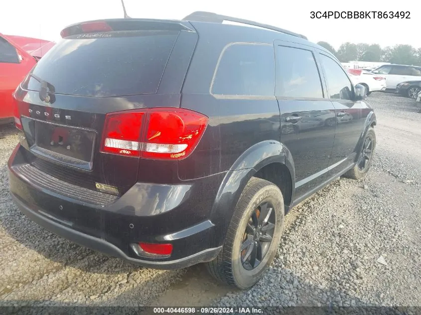 2019 Dodge Journey Se VIN: 3C4PDCBB8KT863492 Lot: 40446598