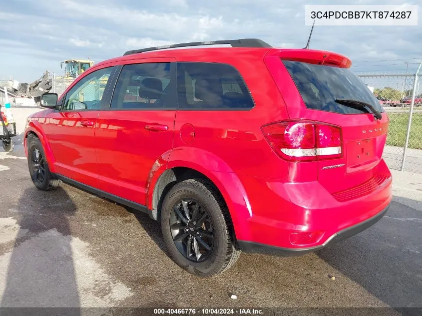 2019 Dodge Journey Se VIN: 3C4PDCBB7KT874287 Lot: 40466776