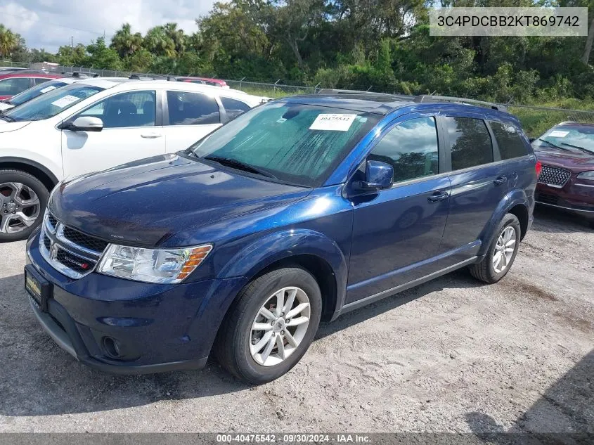 2019 Dodge Journey Se VIN: 3C4PDCBB2KT869742 Lot: 40475542