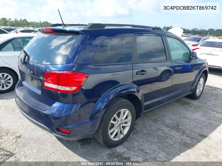 2019 Dodge Journey Se VIN: 3C4PDCBB2KT869742 Lot: 40475542