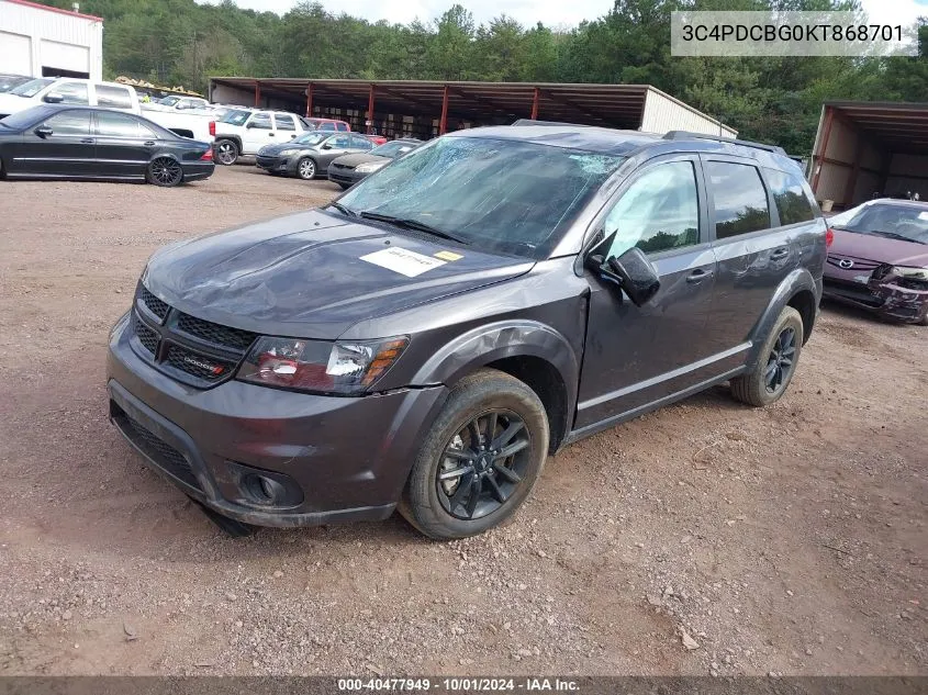 2019 Dodge Journey Se VIN: 3C4PDCBG0KT868701 Lot: 40477949