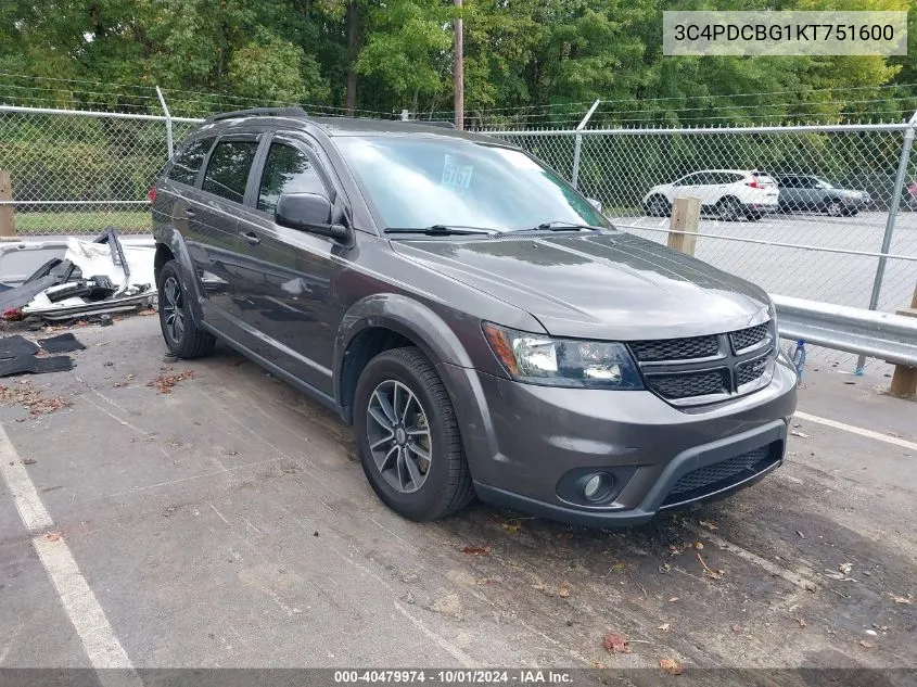 2019 Dodge Journey Se VIN: 3C4PDCBG1KT751600 Lot: 40479974