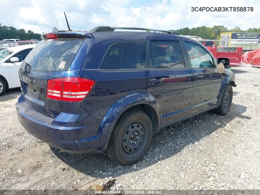 2019 Dodge Journey Se Value Package VIN: 3C4PDCAB3KT858878 Lot: 40493434