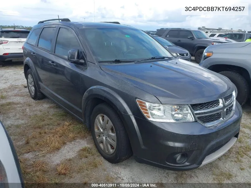 2019 Dodge Journey Se VIN: 3C4PDCBB7KT694257 Lot: 40513911