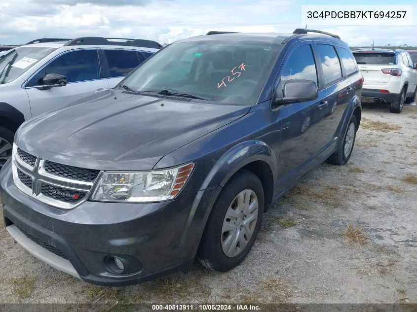 2019 Dodge Journey Se VIN: 3C4PDCBB7KT694257 Lot: 40513911