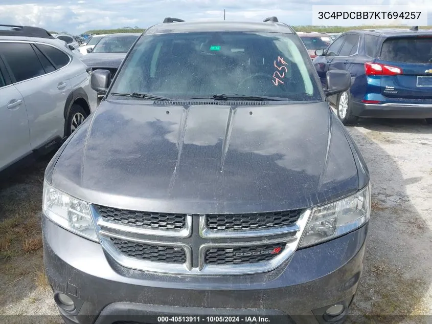 2019 Dodge Journey Se VIN: 3C4PDCBB7KT694257 Lot: 40513911