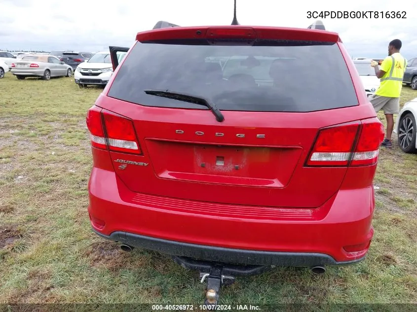 2019 Dodge Journey Se VIN: 3C4PDDBG0KT816362 Lot: 40526972