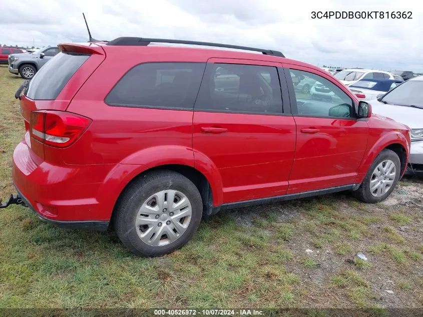 2019 Dodge Journey Se VIN: 3C4PDDBG0KT816362 Lot: 40526972