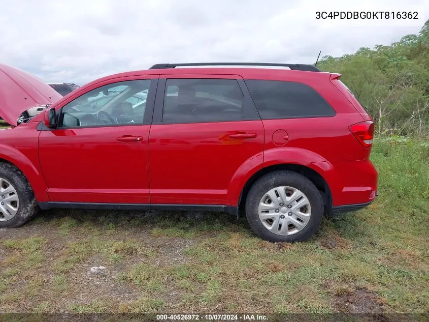 2019 Dodge Journey Se VIN: 3C4PDDBG0KT816362 Lot: 40526972