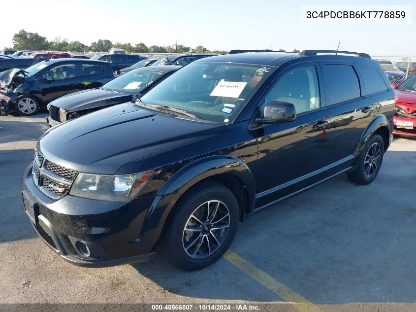 2019 Dodge Journey Se VIN: 3C4PDCBB6KT778859 Lot: 40566807