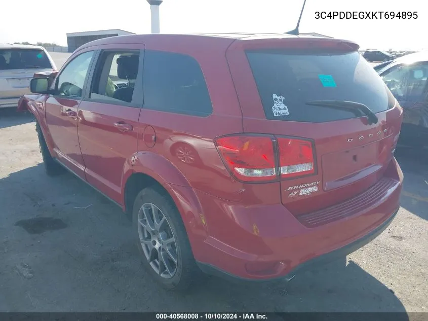 2019 Dodge Journey Gt Awd VIN: 3C4PDDEGXKT694895 Lot: 40568008