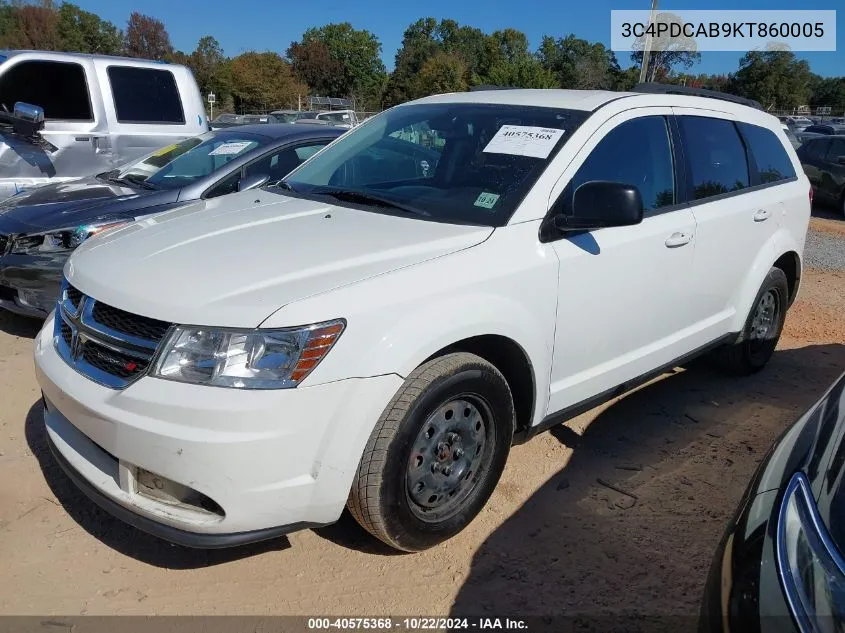 2019 Dodge Journey Se Value Package VIN: 3C4PDCAB9KT860005 Lot: 40575368