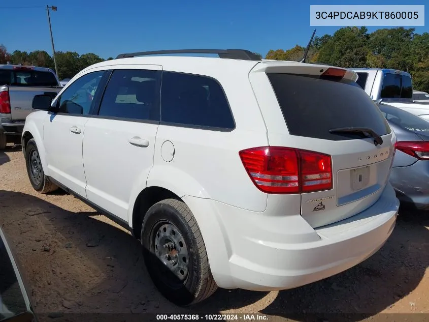 2019 Dodge Journey Se Value Package VIN: 3C4PDCAB9KT860005 Lot: 40575368