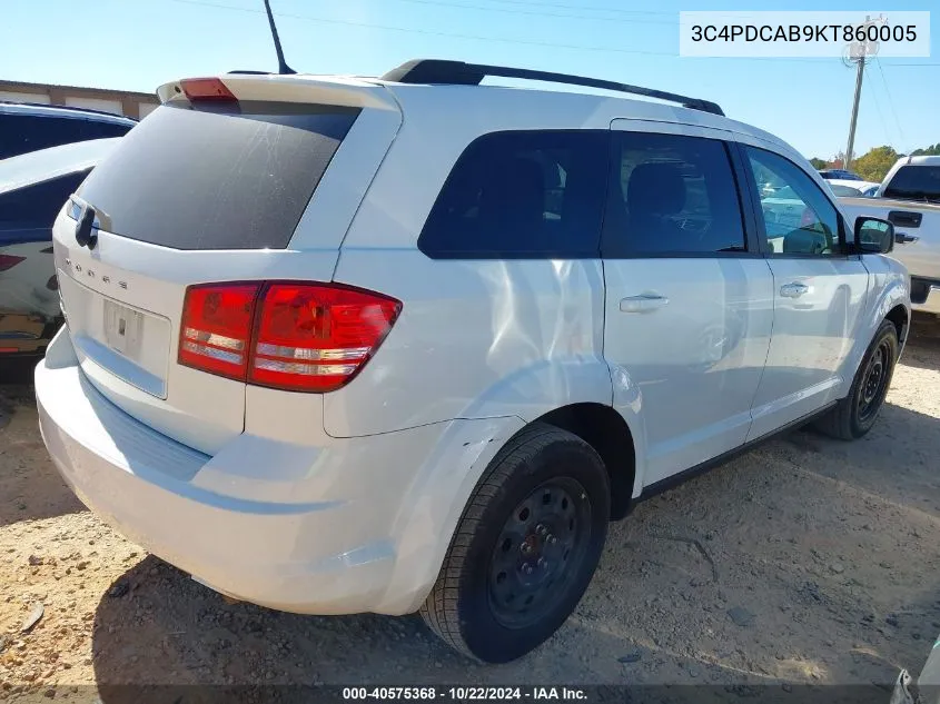 2019 Dodge Journey Se Value Package VIN: 3C4PDCAB9KT860005 Lot: 40575368