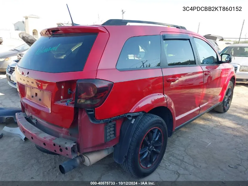 2019 Dodge Journey Se VIN: 3C4PDCBB2KT860152 Lot: 40575733