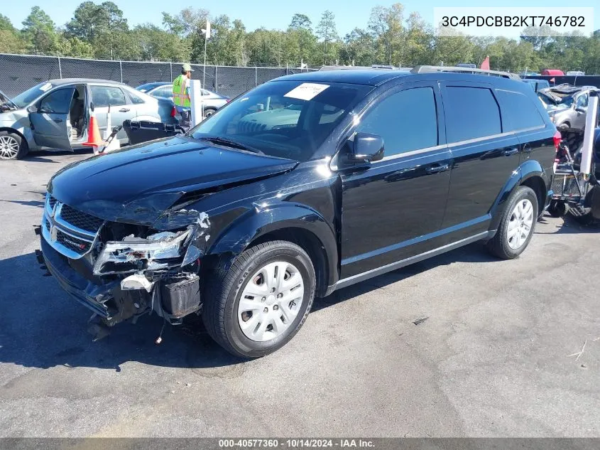 2019 Dodge Journey Se VIN: 3C4PDCBB2KT746782 Lot: 40577360