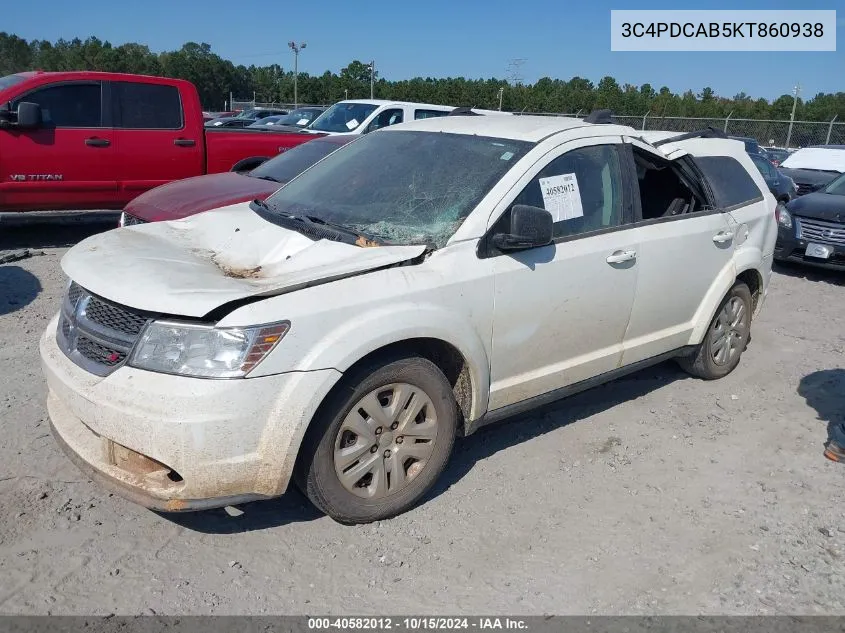 2019 Dodge Journey Se VIN: 3C4PDCAB5KT860938 Lot: 40582012