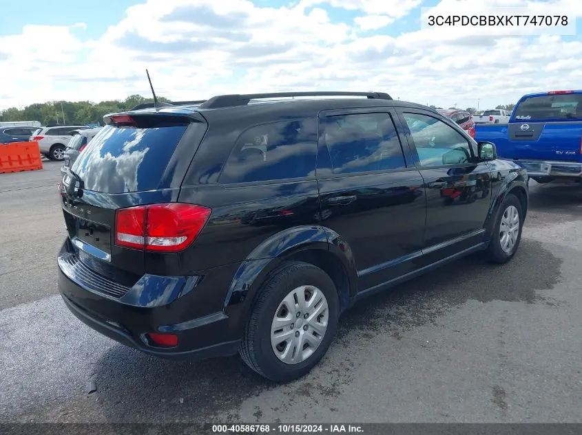 3C4PDCBBXKT747078 2019 Dodge Journey Se