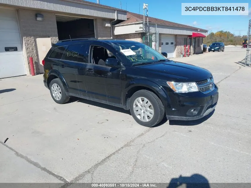 2019 Dodge Journey Se VIN: 3C4PDCBB3KT841478 Lot: 40593551