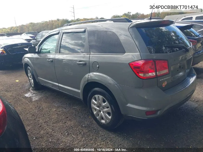 2019 Dodge Journey Se VIN: 3C4PDCBB8KT701474 Lot: 40595856