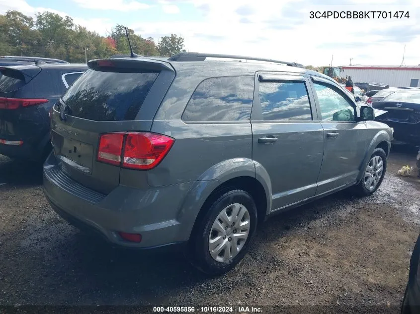 2019 Dodge Journey Se VIN: 3C4PDCBB8KT701474 Lot: 40595856