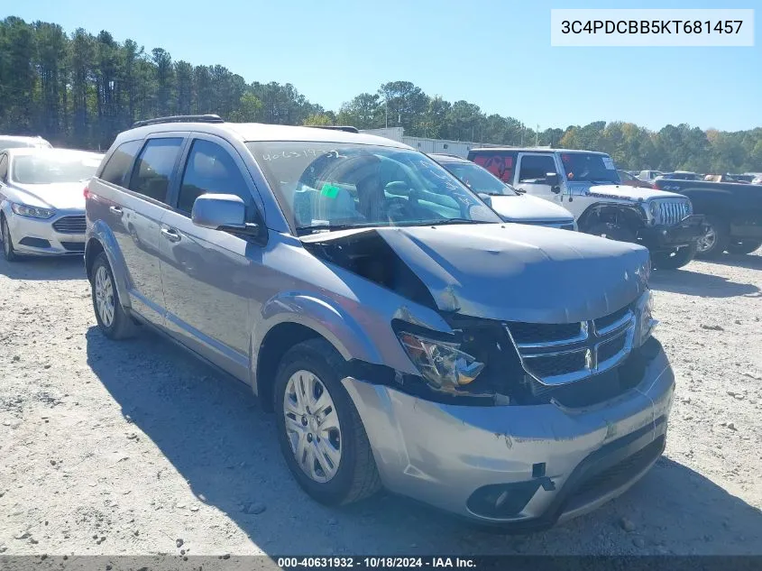 2019 Dodge Journey Se VIN: 3C4PDCBB5KT681457 Lot: 40631932