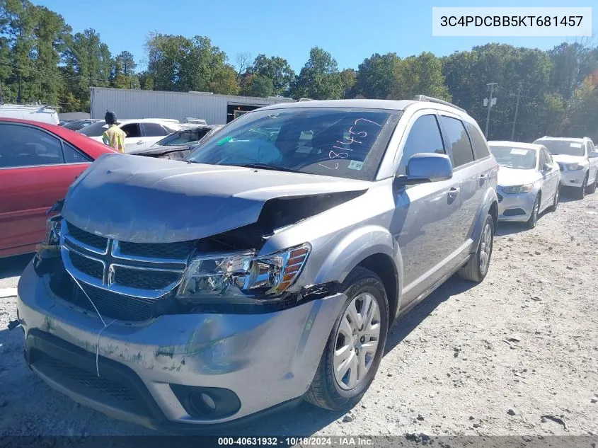 2019 Dodge Journey Se VIN: 3C4PDCBB5KT681457 Lot: 40631932