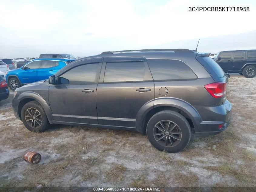 2019 Dodge Journey Se VIN: 3C4PDCBB5KT718958 Lot: 40640533