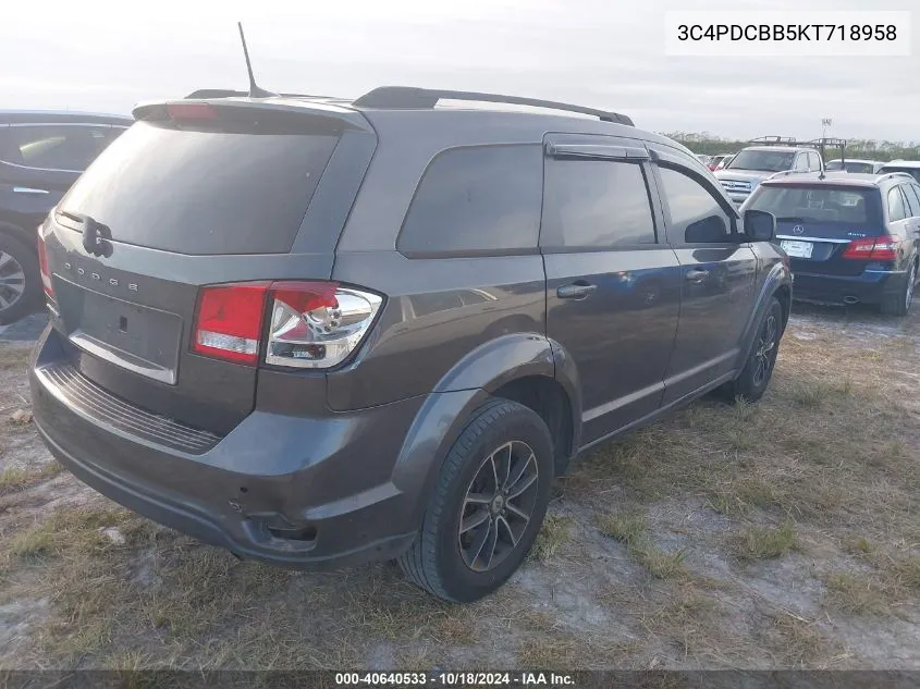 2019 Dodge Journey Se VIN: 3C4PDCBB5KT718958 Lot: 40640533