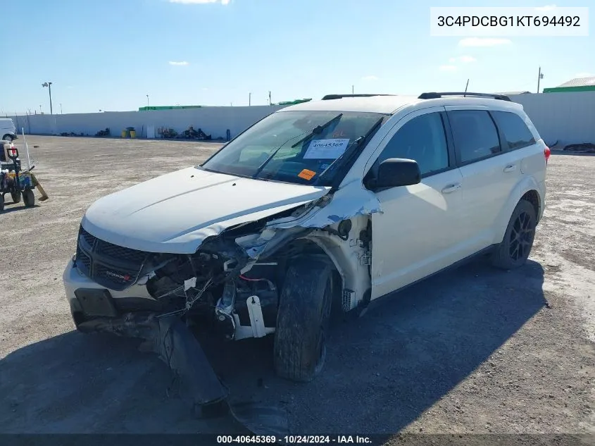 2019 Dodge Journey Se VIN: 3C4PDCBG1KT694492 Lot: 40645369