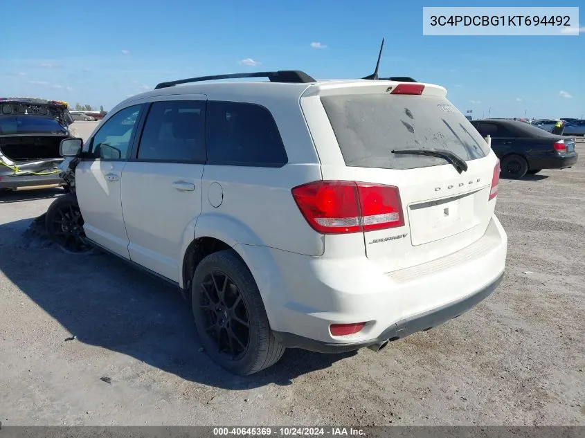 2019 Dodge Journey Se VIN: 3C4PDCBG1KT694492 Lot: 40645369