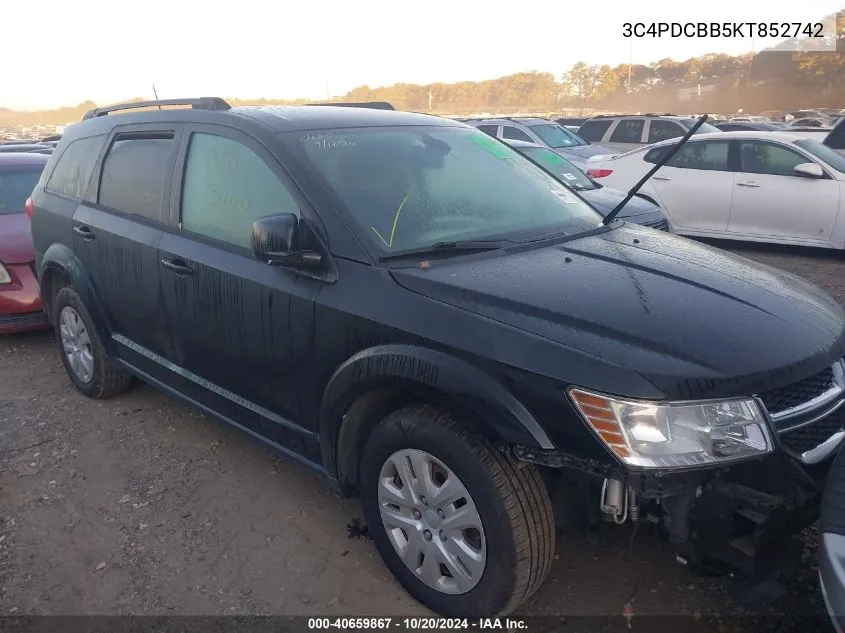 3C4PDCBB5KT852742 2019 Dodge Journey Se