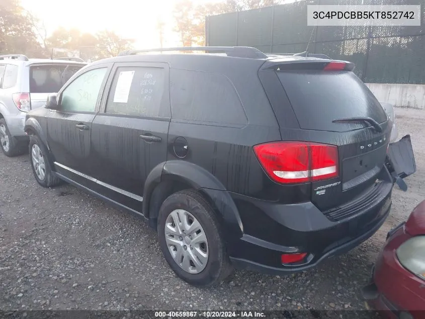 3C4PDCBB5KT852742 2019 Dodge Journey Se