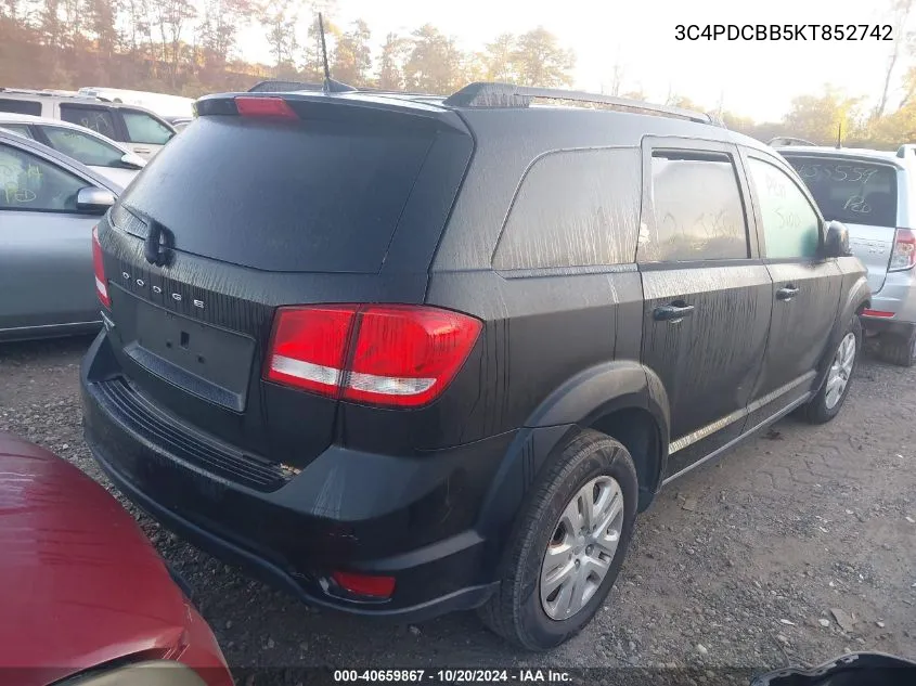 2019 Dodge Journey Se VIN: 3C4PDCBB5KT852742 Lot: 40659867