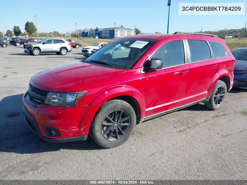 2019 Dodge Journey Se VIN: 3C4PDCBB8KT784209 Lot: 40676974