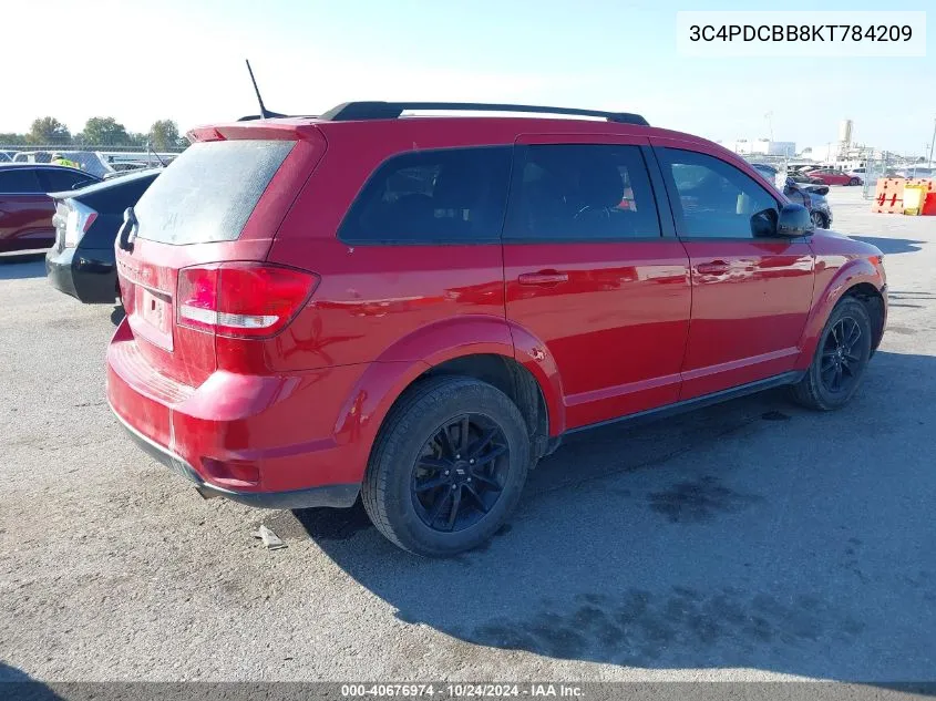 2019 Dodge Journey Se VIN: 3C4PDCBB8KT784209 Lot: 40676974