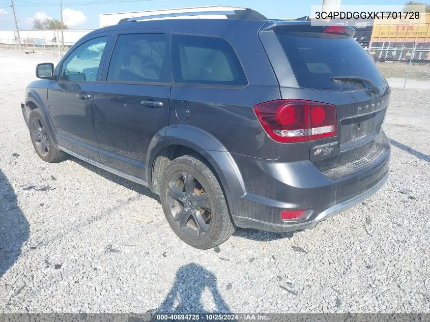 2019 Dodge Journey Crossroad Awd VIN: 3C4PDDGGXKT701728 Lot: 40694725