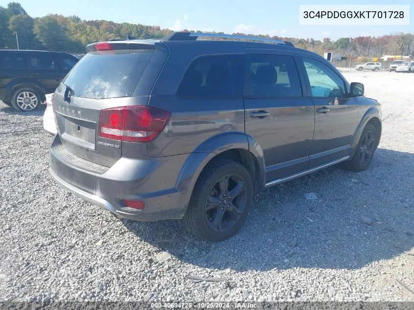 2019 Dodge Journey Crossroad Awd VIN: 3C4PDDGGXKT701728 Lot: 40694725