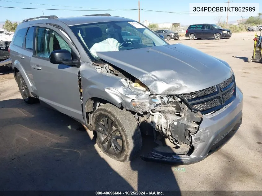 2019 Dodge Journey Se VIN: 3C4PDCBB1KT862989 Lot: 40696604