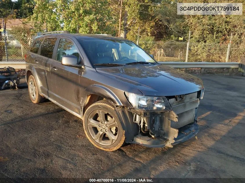 2019 Dodge Journey Crossroad Awd VIN: 3C4PDDGG0KT759184 Lot: 40700016