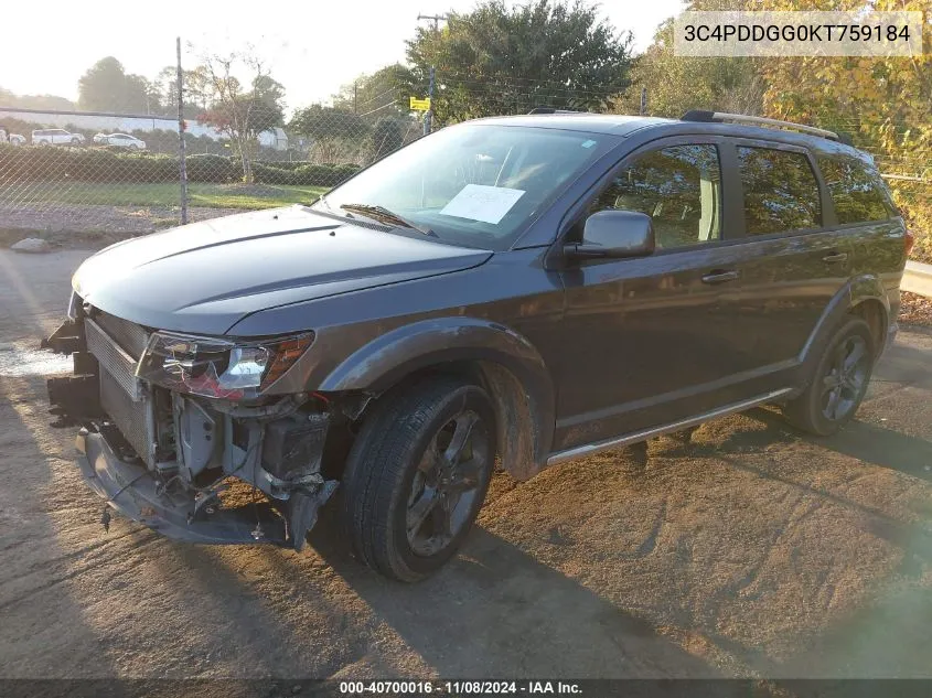 2019 Dodge Journey Crossroad Awd VIN: 3C4PDDGG0KT759184 Lot: 40700016