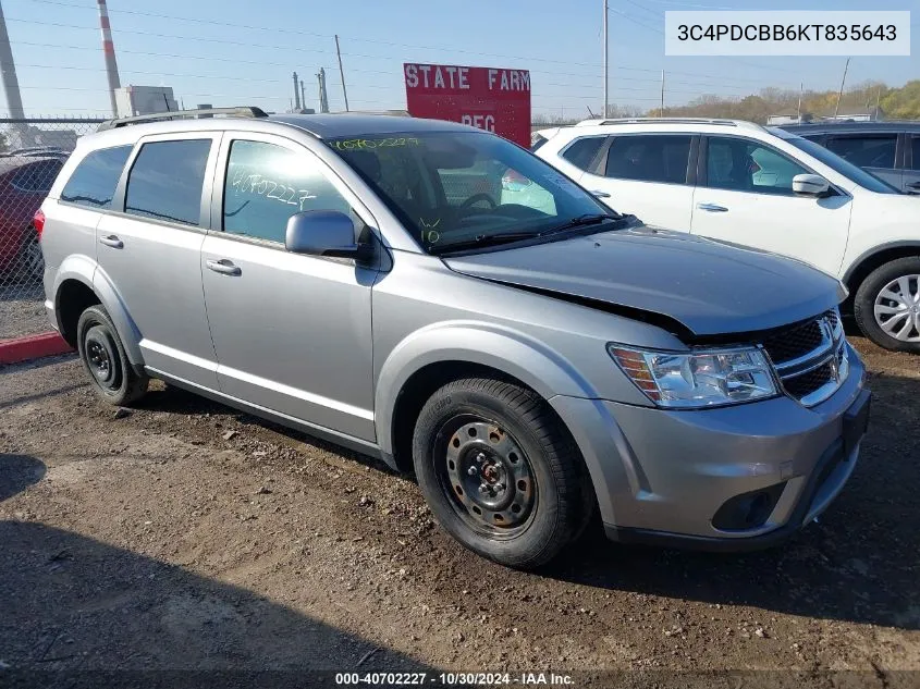 2019 Dodge Journey Se VIN: 3C4PDCBB6KT835643 Lot: 40702227