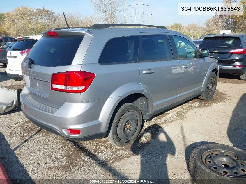 3C4PDCBB6KT835643 2019 Dodge Journey Se