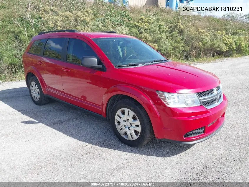 2019 Dodge Journey Se Value Package VIN: 3C4PDCABXKT810231 Lot: 40723797