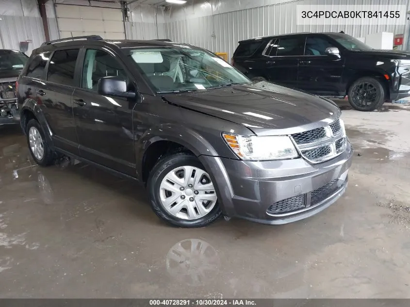 2019 Dodge Journey Se Value Package VIN: 3C4PDCAB0KT841455 Lot: 40728291